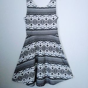 H&M cream and black print tank dress